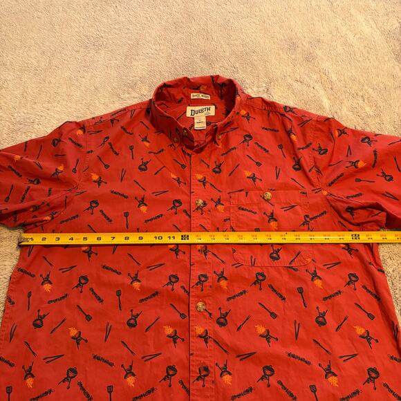Duluth Clothing Co. Men’s BBQ Print Button-Down Shirt – XL, Red, Short-Sleeve - Picture 4 of 7